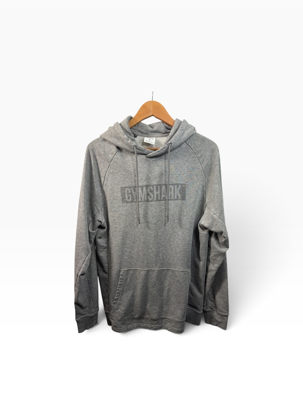 Gymshark Block Hoodie logo Grey Mens Size Medium Activewear Training Sweatshirt
